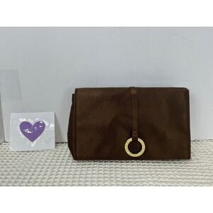 Emirates Bulgari Brown Cosmetic Travel Pouch Bag Mirror Gold Ring